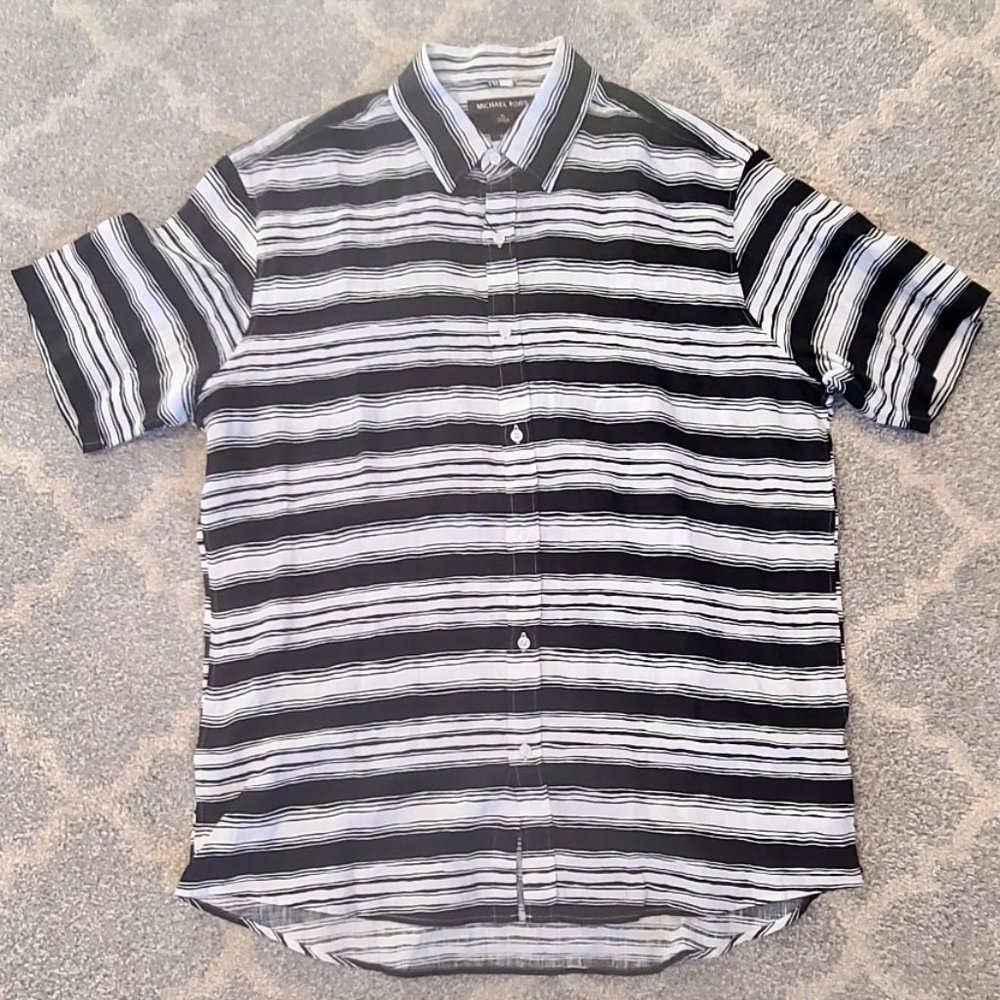 NWT - MICHAEL KORS Men's Linen Short Sleeve Button Down Shirt - Size XL